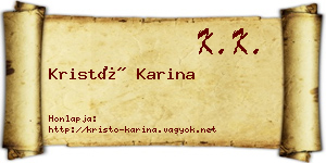 Kristó Karina névjegykártya